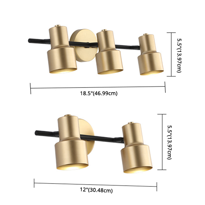Gold LED Wall Light in Modern Concise Style Wrought Iron Rotatable Wall Sconce for Bathroom