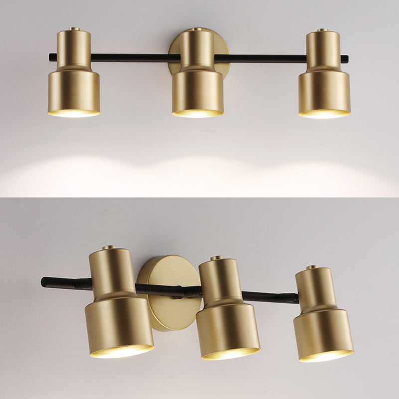 Gold LED Wall Light in Modern Concise Style Wrought Iron Rotatable Wall Sconce for Bathroom