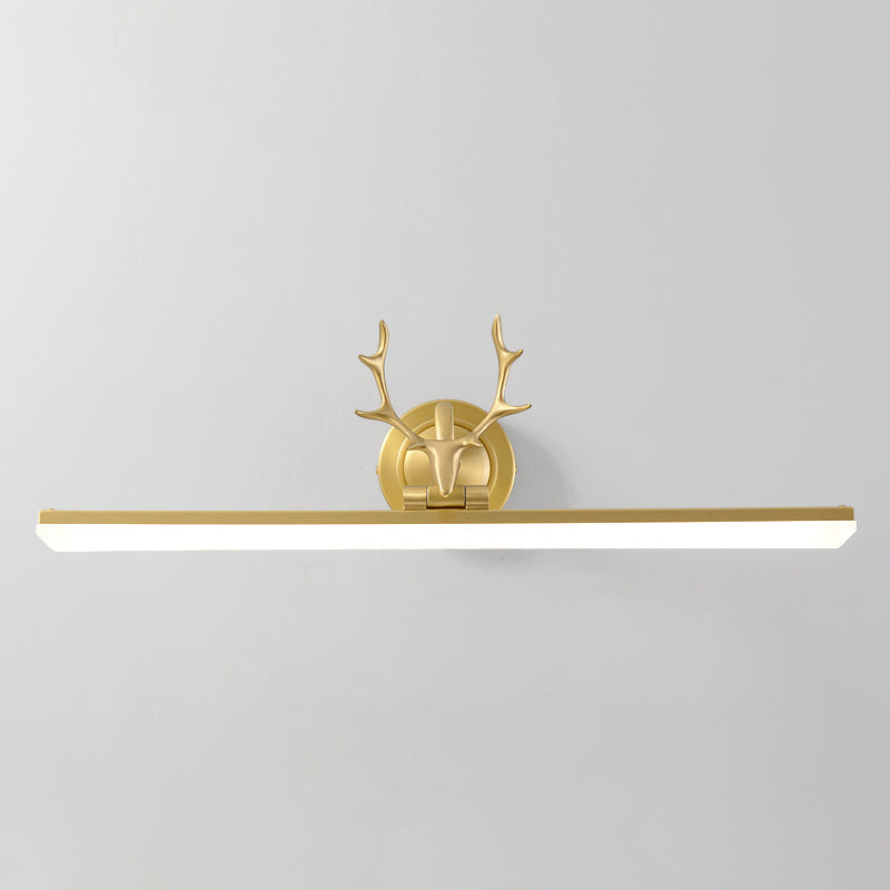 Copper LED Linear Wall Sconce in Modern Luxury Style Acrylic Wall Light with Antler Decoration