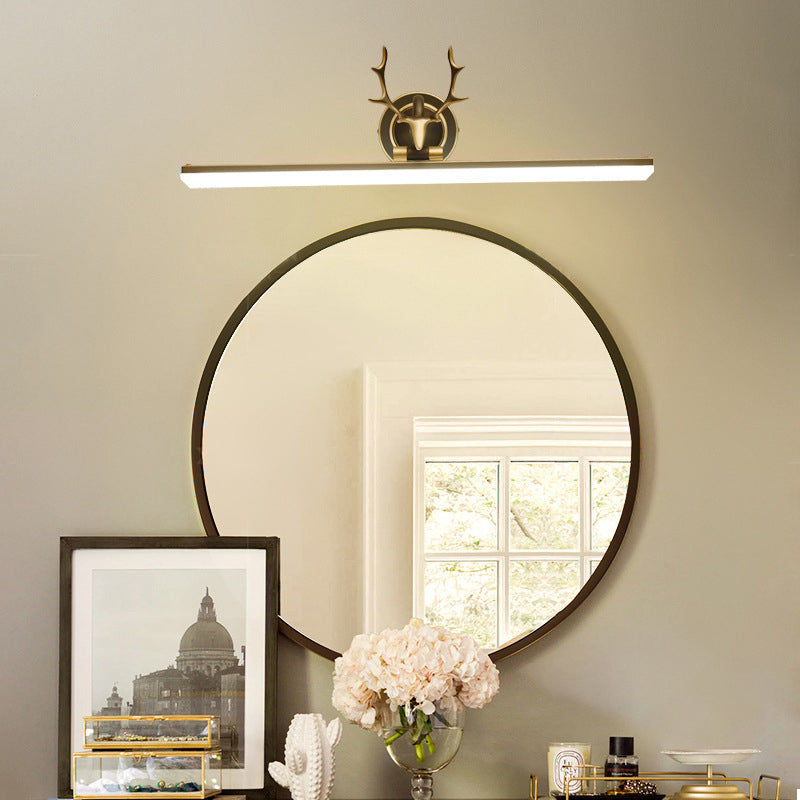 Copper LED Linear Wall Sconce in Modern Luxury Style Acrylic Wall Light with Antler Decoration