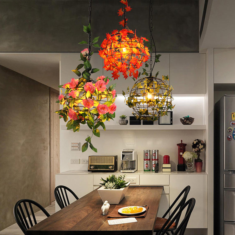 1-Licht Globe Metal Cage Pflanze Dekorative hängende leichte Einfachheitstil Moderne Anhängerlampe