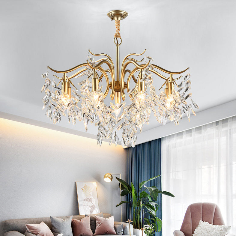 Branches Shaped French Style Crystal Pendant Light Multi-lights Dining Room Lighting Fixture with 17.7" Suspension Chain