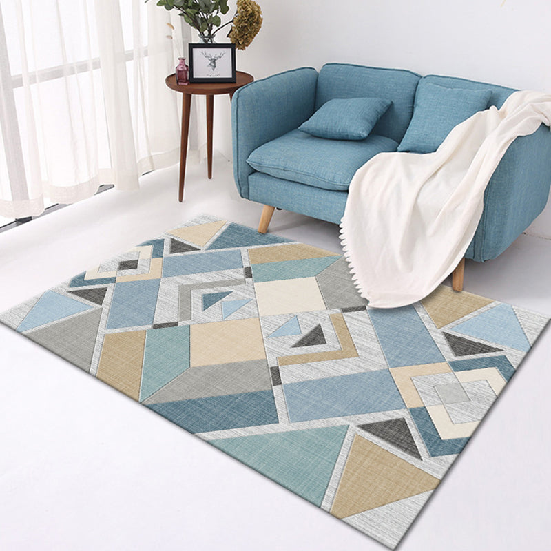 Trendy Geometric Pattern Area Rug Distinctive Contemporary Rug Polyester Friendly Washable Carpet for Living Room