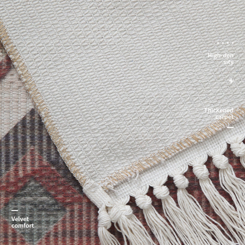 Eclectic Southwestern Print Rug White Tone Cotton Carpet Stain Resistant Indoor Rug for Living Room