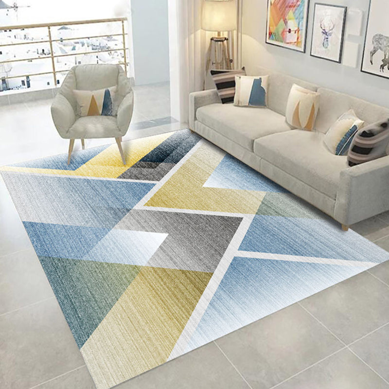 Simplicity Modern Rectangle Indoor Rug Trendy Triangle Pattern Carpet Polyester Non-Slip Backing Carpet for Home Decoration