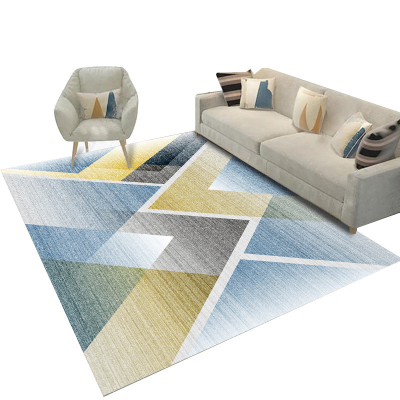 Simplicity Modern Rectangle Indoor Rug Trendy Triangle Pattern Carpet Polyester Non-Slip Backing Carpet for Home Decoration