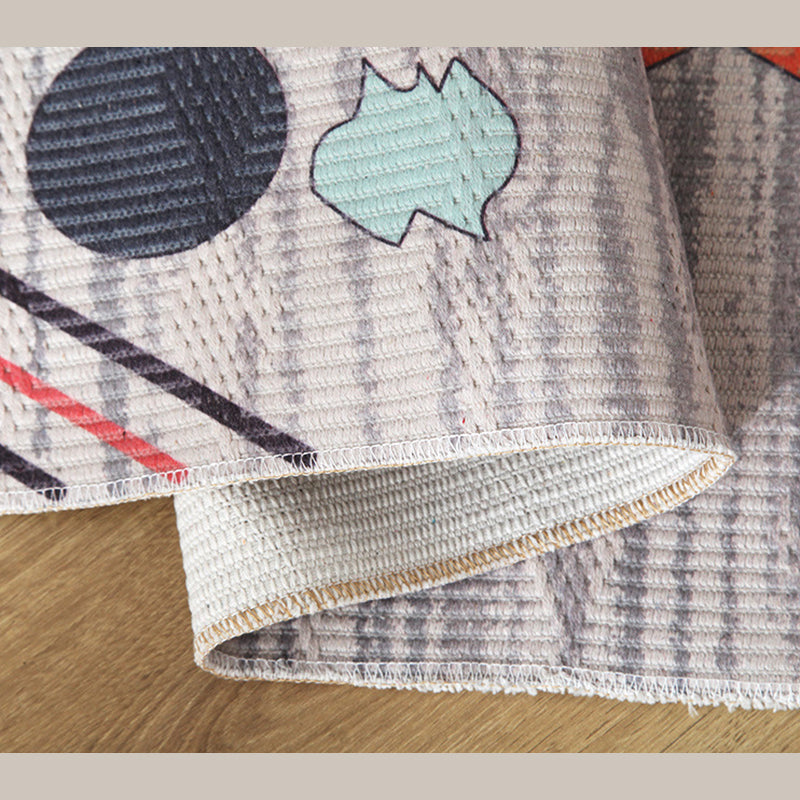 White Tone Moroccan Area Rug Cotton Tribal Print Rug Easy Care Indoor Rug for Living Room