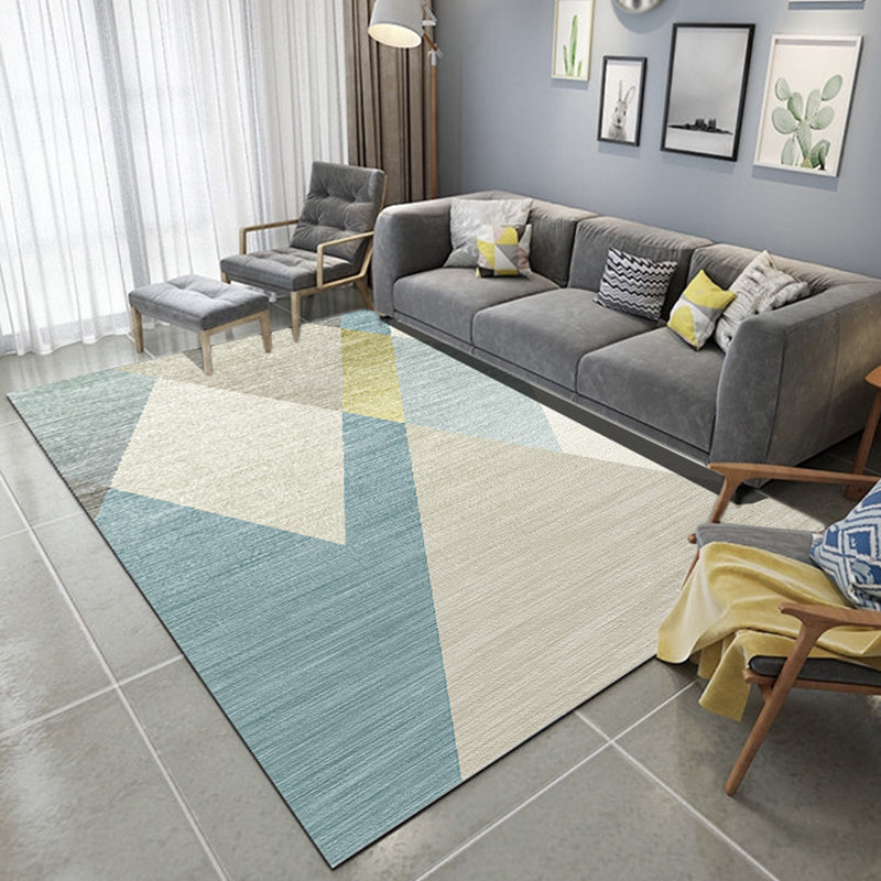 Simplicity Geometry Design Rug Modern Decorative Polyester Carpet Stain Resistant Rectangle Rug for Home Decoration