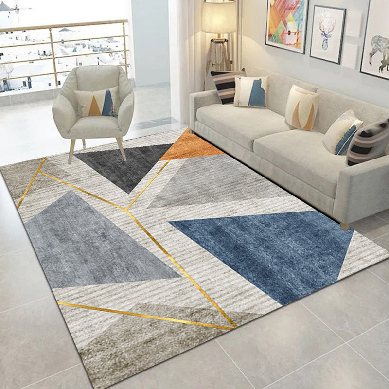 Funky Triangle Design Indoor Rug Individuality Modern Area Rug Polyester Anti-Slip Backing Carpet for Home Decoration