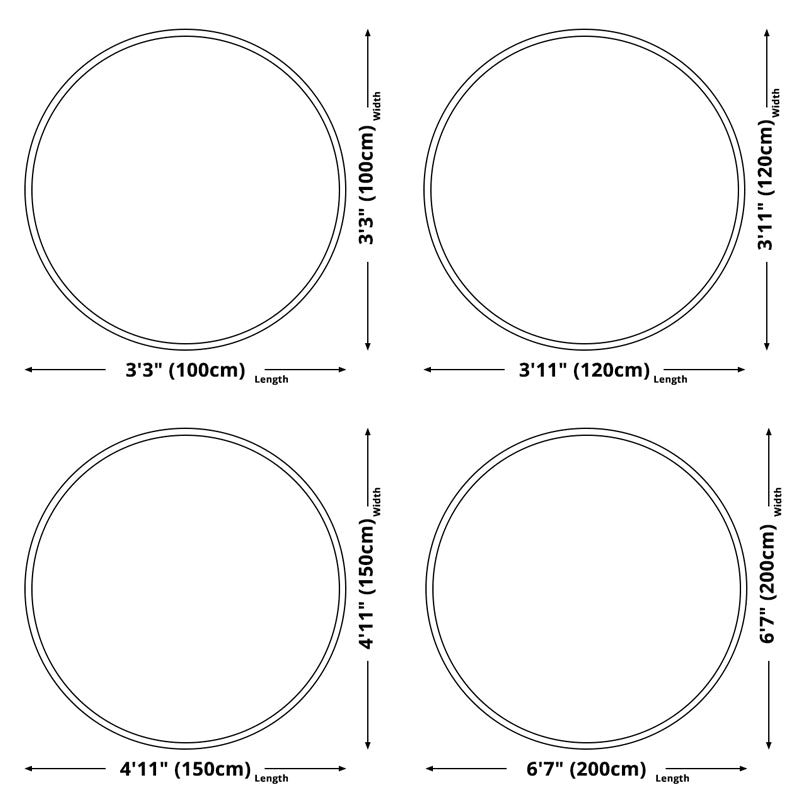 Round White Tone Modern Indoor Rug Cotton Symmetrical Pattern Carpet Easy Care Rug for Home Decoration