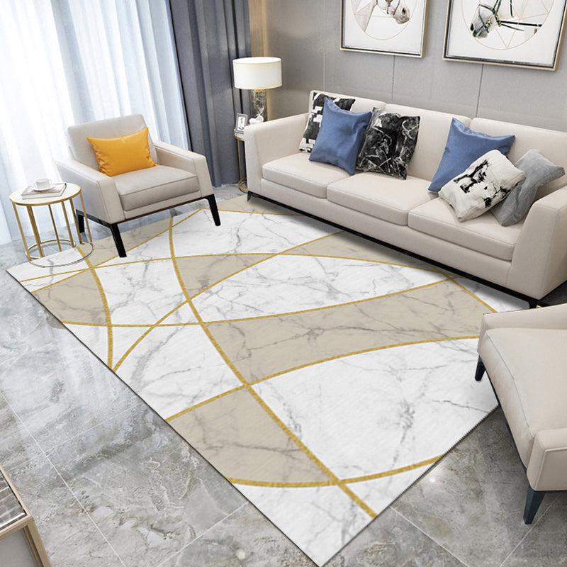 Trendy Marble Print Indoor Rug Multicolored Simplicity Polyester Indoor Rug Anti-Slip Backing Area Carpet for Home Decor