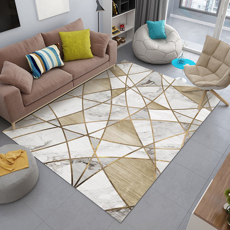 Trendy Marble Print Indoor Rug Multicolored Simplicity Polyester Indoor Rug Anti-Slip Backing Area Carpet for Home Decor