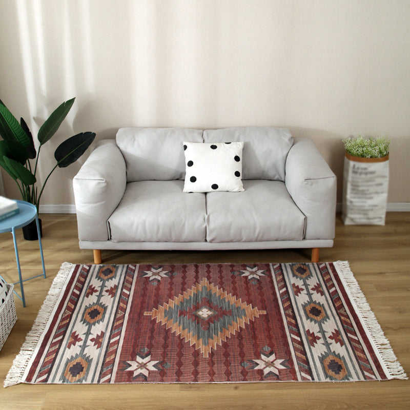 Minimalist Normatic Tribe Rug Multicolor Cotton Area Carpet Easy Care Rug for Home Decoration