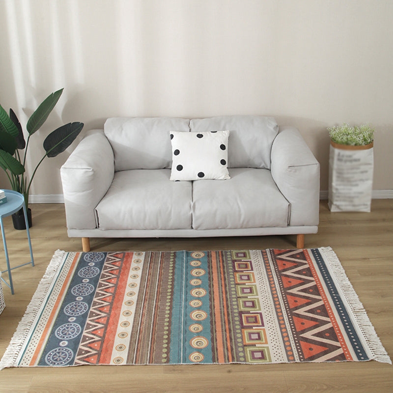 Multicolor Modern Indoor Rug Cotton Normatic Tribe Carpet Easy Care Rug for Home Decoration