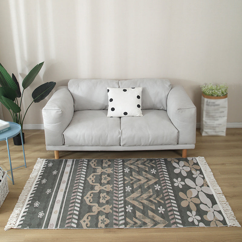 Multicolor Modern Indoor Rug Cotton Normatic Tribe Carpet Easy Care Rug for Home Decoration