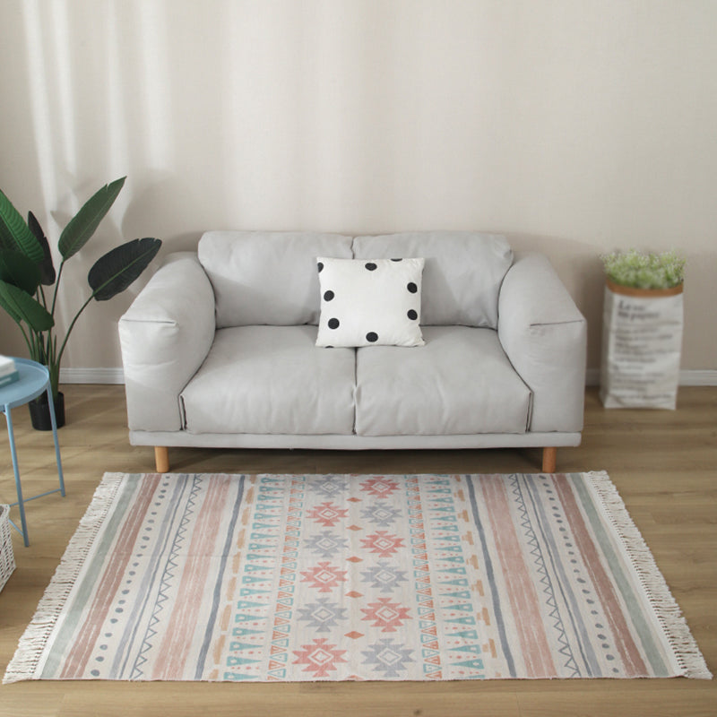 Multicolor Modern Indoor Rug Cotton Normatic Tribe Carpet Easy Care Rug for Home Decoration