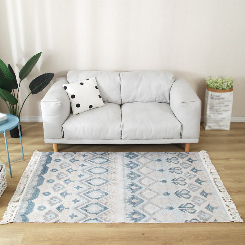 Simplicity Spearhead Pattern Rug Multicolor Cotton Carpet Stain Resistant Indoor Rug for Home Decoration