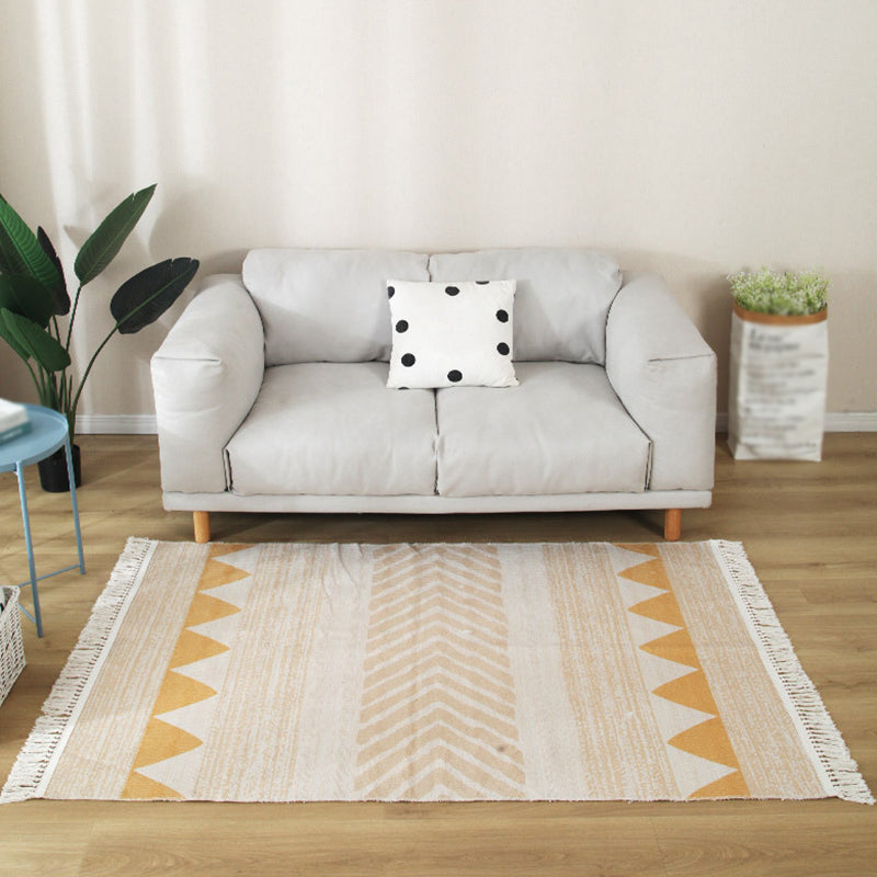 Simplicity Spearhead Pattern Rug Multicolor Cotton Carpet Stain Resistant Indoor Rug for Home Decoration