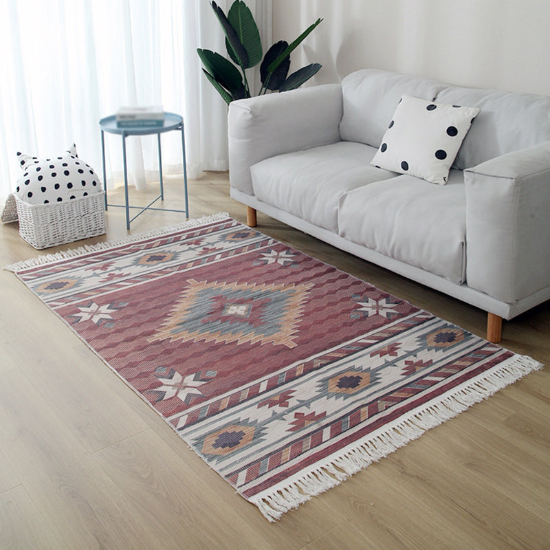 Multicolor Bohemian Area Carpet Cotton Ethnic Print Indoor Rug Washable Carpet for Living Room