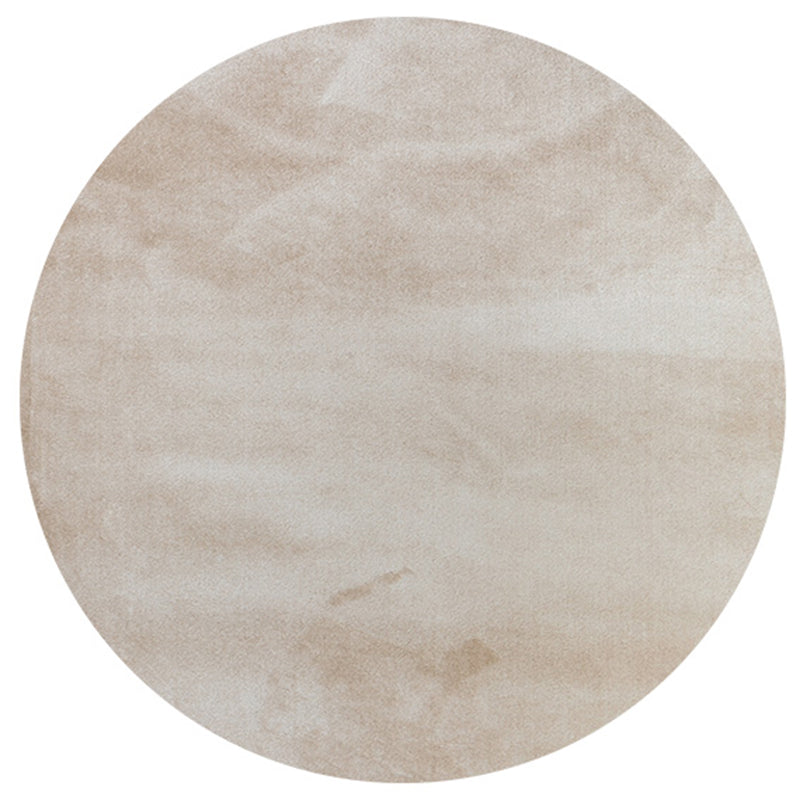 Round Gray Tone Casual Indoor Rug Polyester Solid Rug Non-Slip Backing Indoor Rug for Living Room