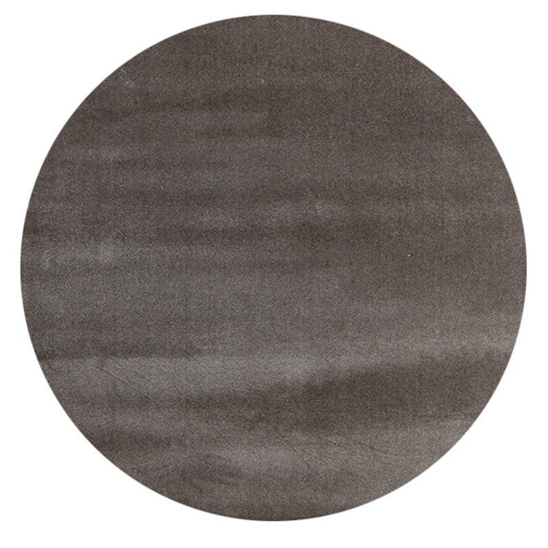 Round Gray Tone Casual Indoor Rug Polyester Solid Rug Non-Slip Backing Indoor Rug for Living Room