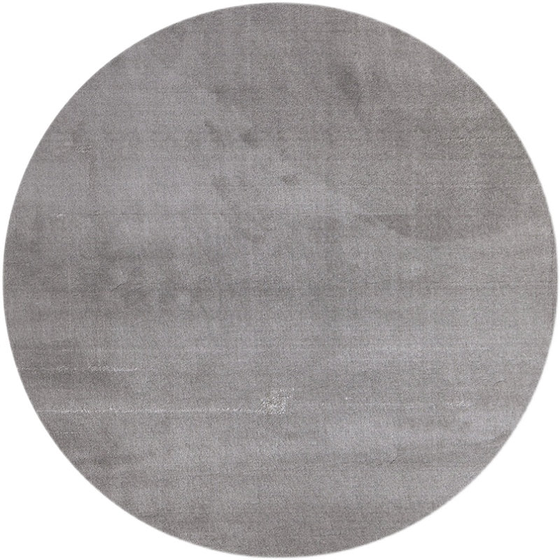 Round Gray Tone Casual Indoor Rug Polyester Solid Rug Non-Slip Backing Indoor Rug for Living Room