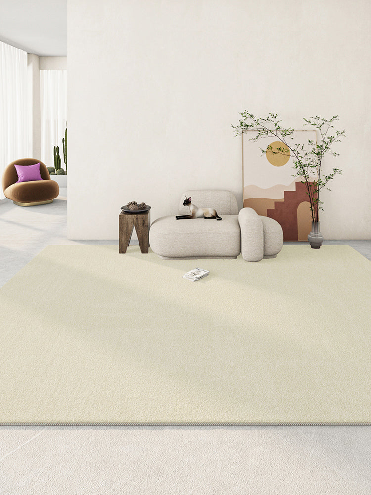 Light Color Simplicity Area Rug Polyester Solid Rug Non-Slip Backing Indoor Rug for Living Room