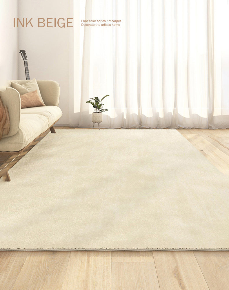 Light Color Simplicity Area Rug Polyester Solid Rug Non-Slip Backing Indoor Rug for Living Room