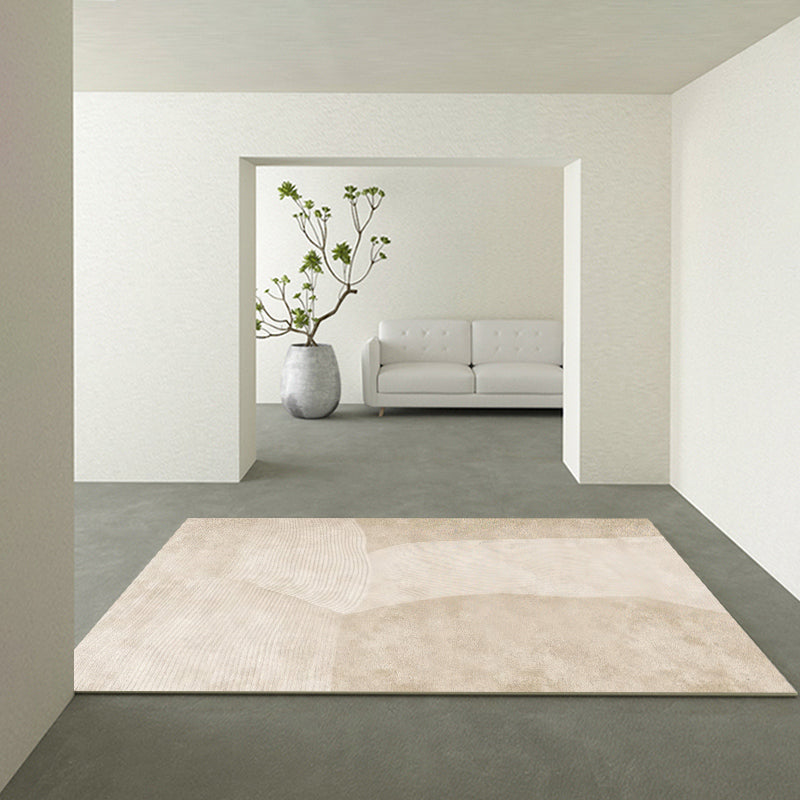 Modern Simple Stripe Rug Apricot Tone Polyester Carpet Stain Resistant Indoor Rug for Home Decoration