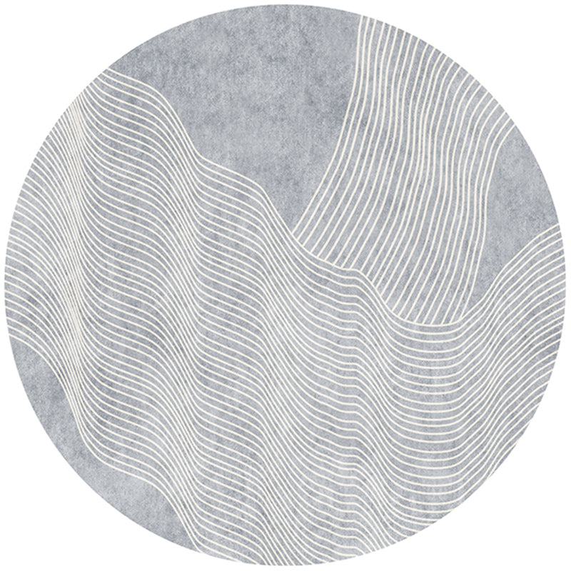 Solid Color Random Banded Rug Polyester Simple Anti-Slip Backing Indoor Rug for Living Room