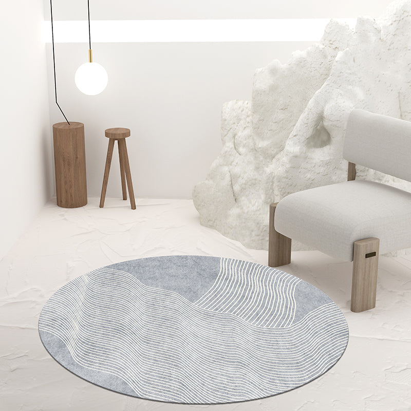 Solid Color Random Banded Rug Polyester Simple Anti-Slip Backing Indoor Rug for Living Room