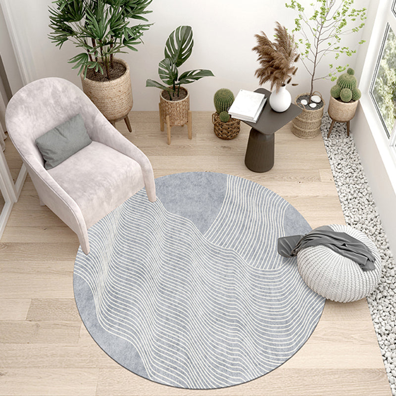 Solid Color Random Banded Rug Polyester Simple Anti-Slip Backing Indoor Rug for Living Room
