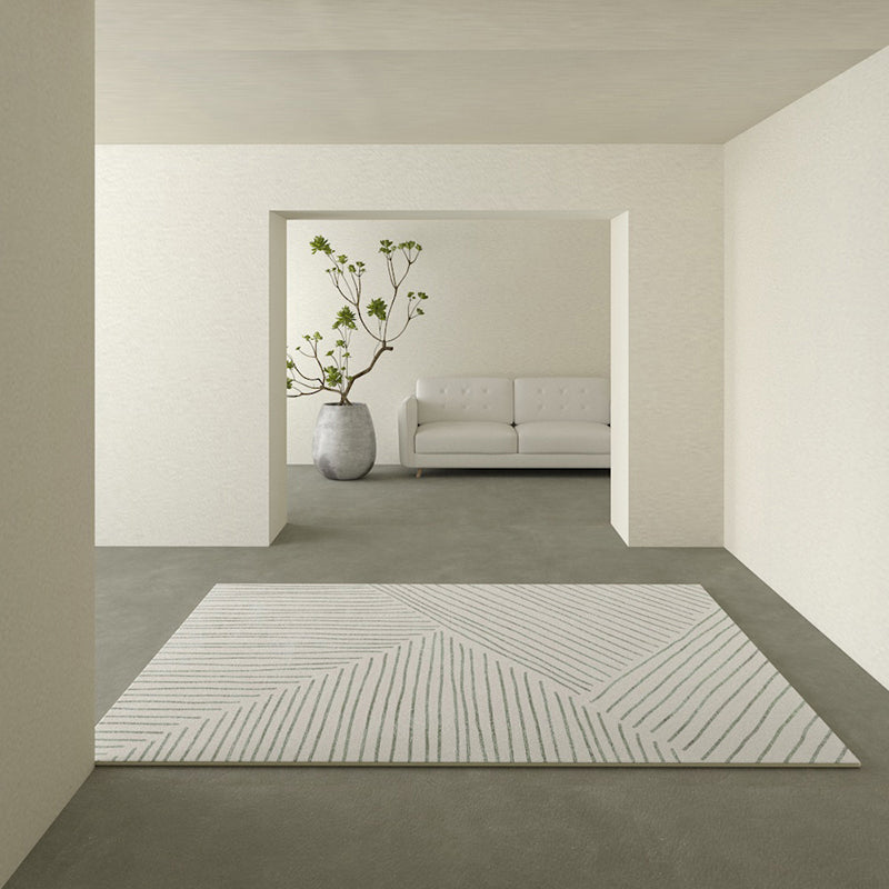 Contemporary Stripe Rug Solid Color Polyester Carpet Stain Resistant Indoor Rug for Home Decor