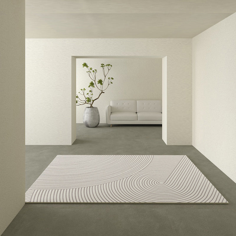 Contemporary Stripe Rug Solid Color Polyester Carpet Stain Resistant Indoor Rug for Home Decor