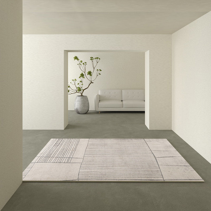 Contemporary Stripe Rug Solid Color Polyester Carpet Stain Resistant Indoor Rug for Home Decor