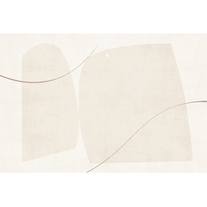 Apricot Tone Simplicity Rug Polyester Carpet Stripe Printing Indoor Rug Non-Slip Backing for Living Room