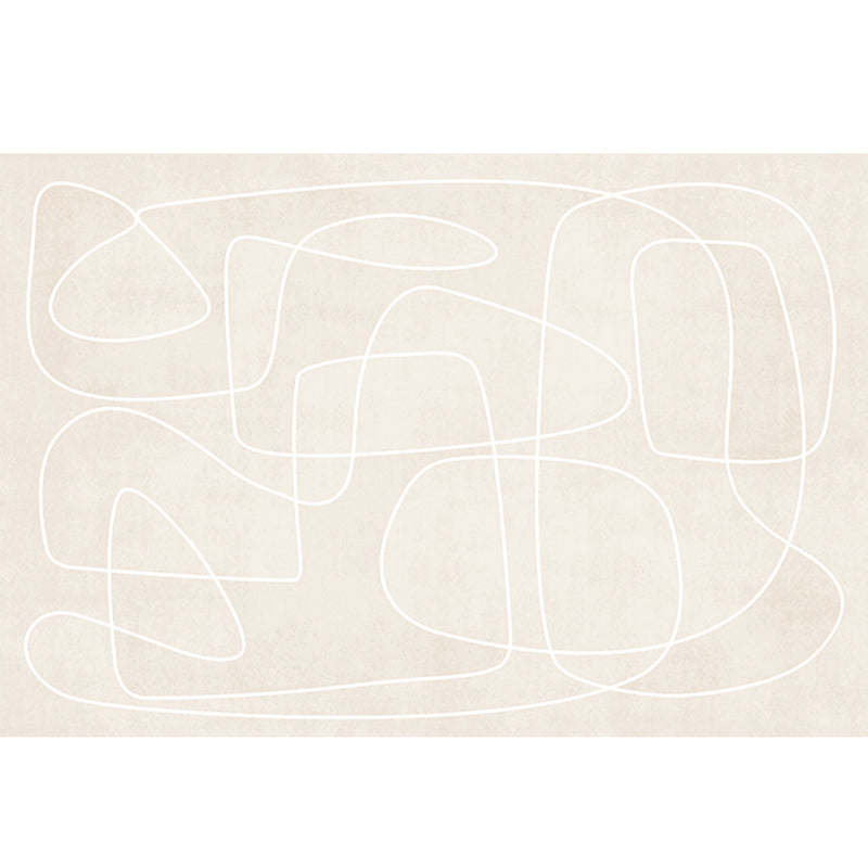 Apricot Tone Simplicity Rug Polyester Carpet Stripe Printing Indoor Rug Non-Slip Backing for Living Room