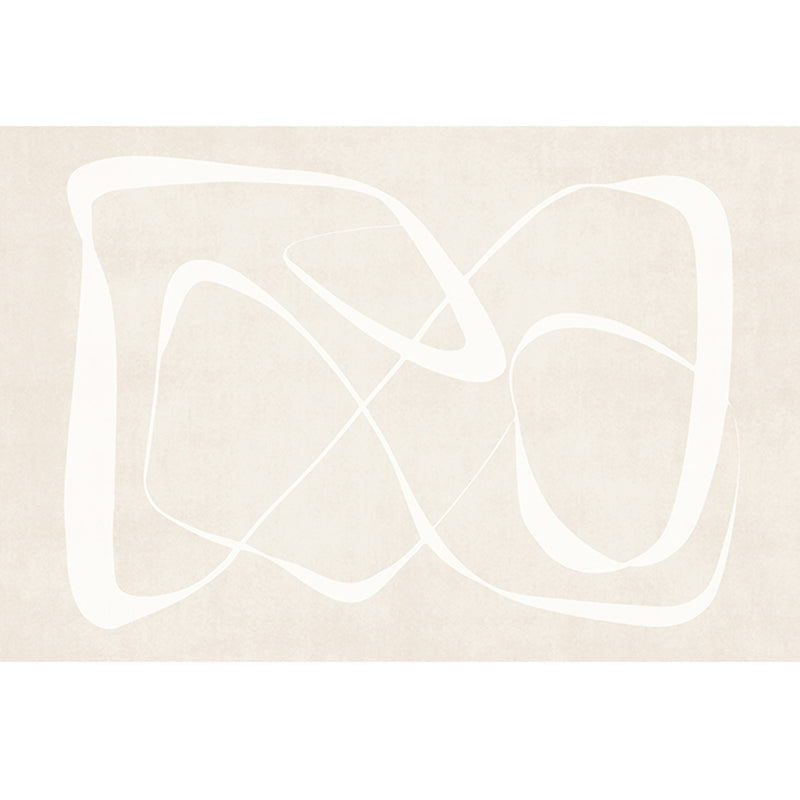 Apricot Tone Simplicity Rug Polyester Carpet Stripe Printing Indoor Rug Non-Slip Backing for Living Room