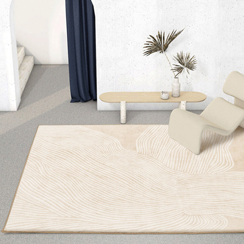 Tapis d'intérieur moderne de couleur claire, lignes abstraites en Polyester, facile d'entretien, pour la décoration de la maison