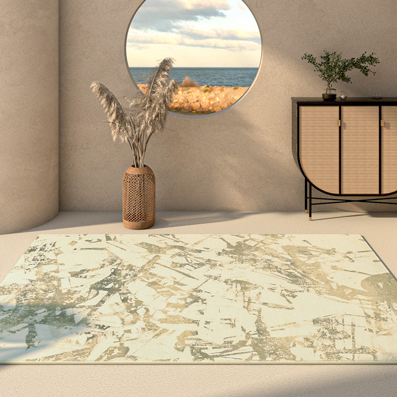 Comfort Geometric Printed Rug Apricot Tone Polyester Area Carpet Non-Slip Backing Rug for Home Decoration