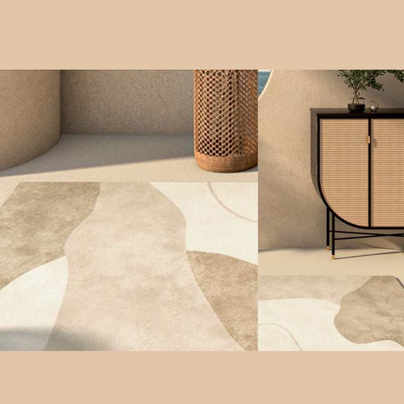 Comfort Geometric Printed Rug Apricot Tone Polyester Area Carpet Non-Slip Backing Rug for Home Decoration