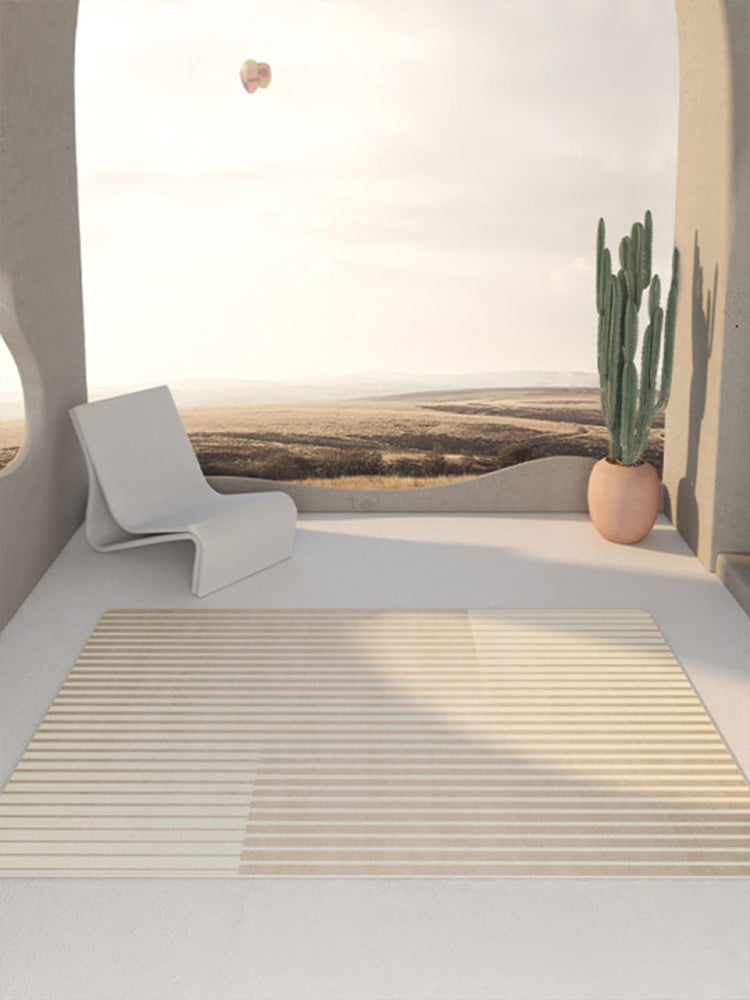 Yellow Tone Modern Area Carpet Polyester Banded Indoor Rug Anti-Slip Backing Carpet for Home Decor