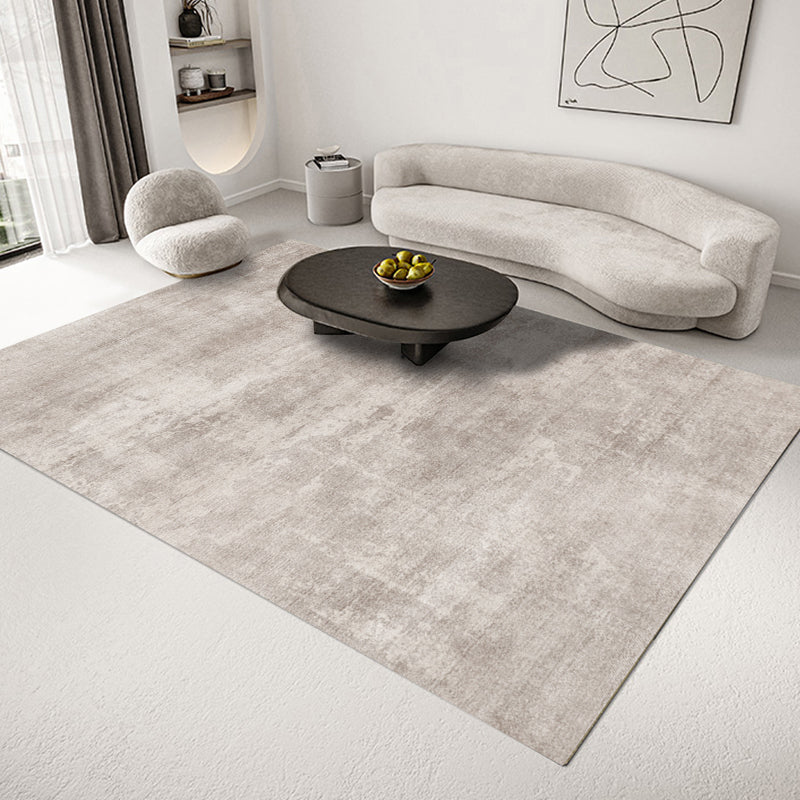 Grey Tone Geometric Lines Rug Polyester Relaxing Anti-Slip Backing Indoor Rug for Living Room