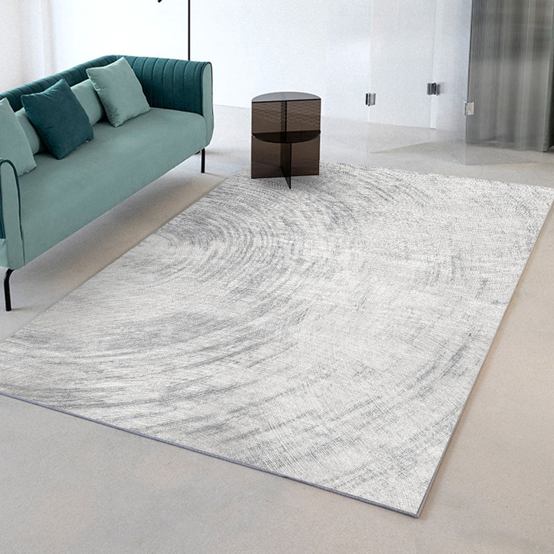 Grey Tone Geometric Lines Rug Polyester Relaxing Anti-Slip Backing Indoor Rug for Living Room