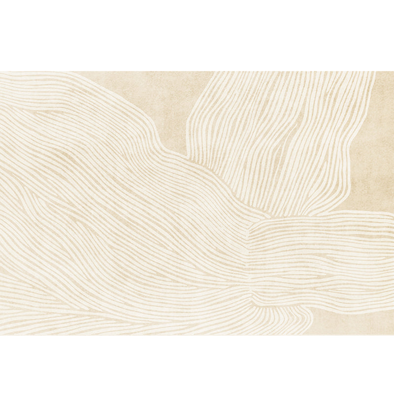 Apricot Tone Modern Indoor Rug Polyester Banded Print Carpet Easy Care Rug for Home Decoration