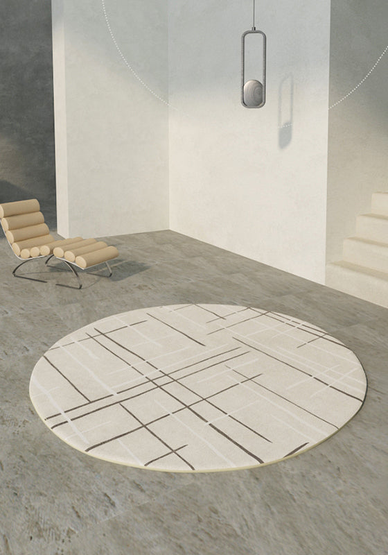 Tone abricot rond Rapier intérieur décontracté Polyester Lignes géométriques Rapis de support non glissant tapis intérieur pour le salon