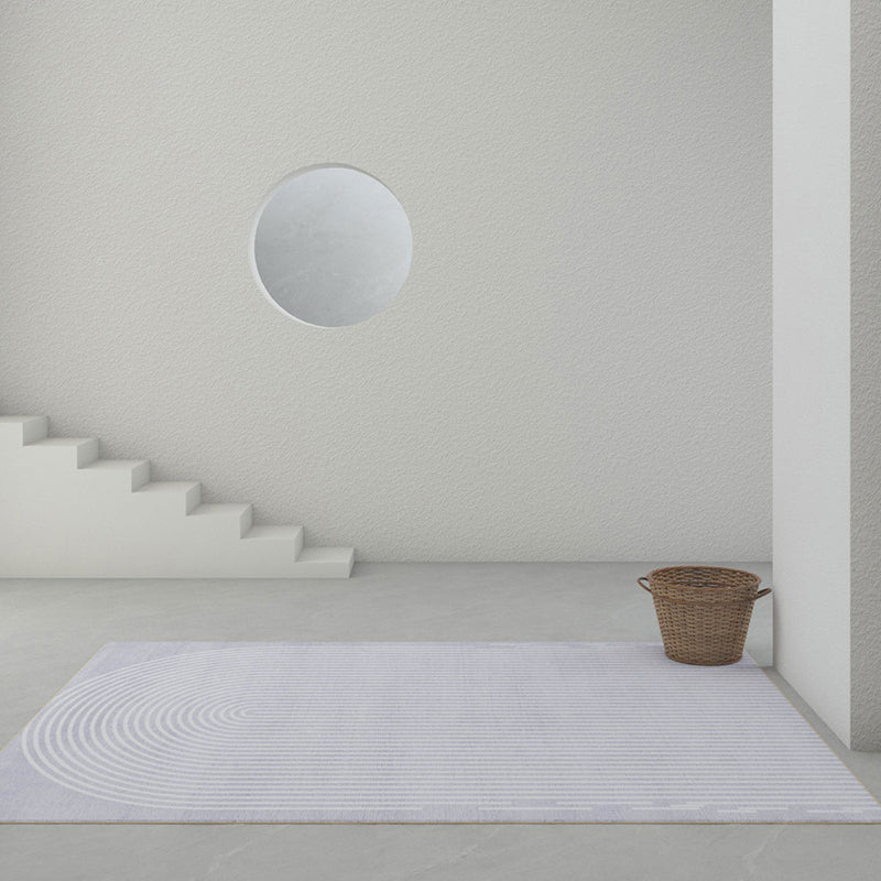 Simple Solid Color Comfort Rug Polyester Stripe Printing Area Rug Non-Slip Backing Carpet for Living Room