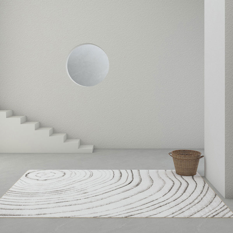 Simple Solid Color Comfort Rug Polyester Stripe Printing Area Rug Non-Slip Backing Carpet for Living Room