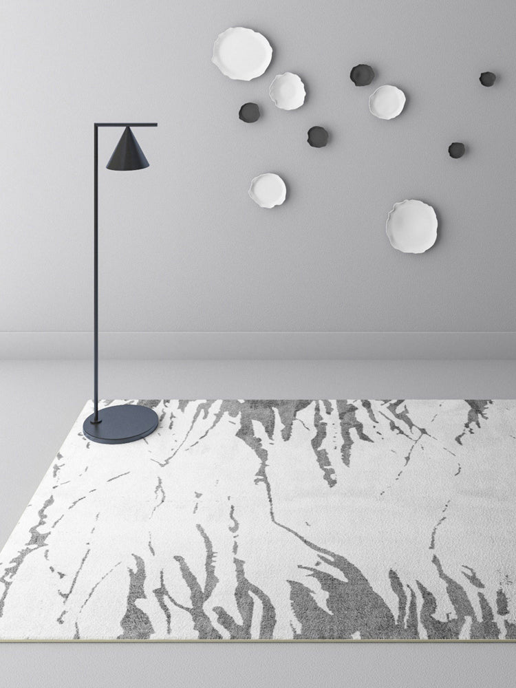 Simple Solid Color Comfort Rug Polyester Stripe Printing Area Rug Non-Slip Backing Carpet for Living Room