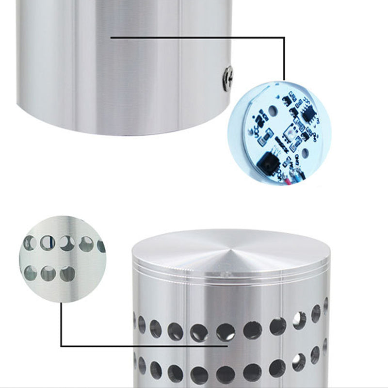 2.8" H Cylindrical Sliver Mini LED Wall Sconce Modern Style Creative RGB Wall Mount Lamp for Aisle Hallway